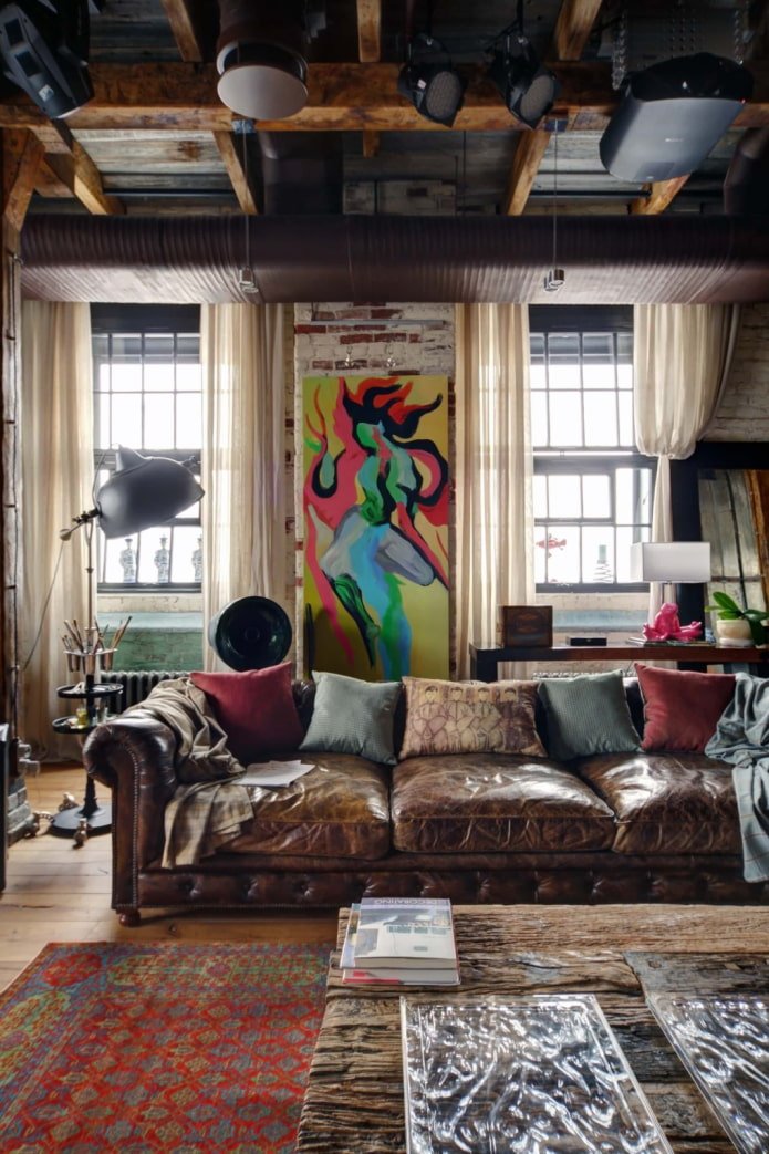 loft style living room curtains