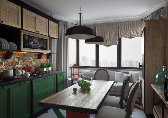 combination of curtains of different lengths in the interior