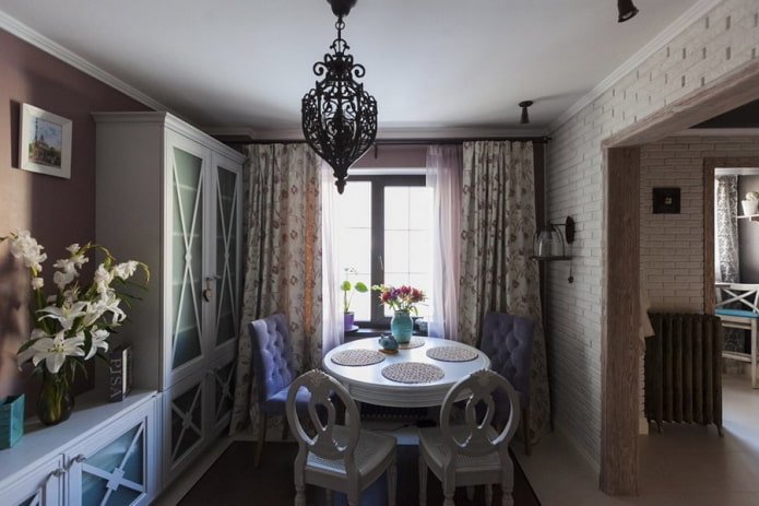 curtains in the dining room in the Provence style