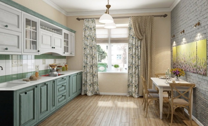 curtains in the kitchen in the Provence style