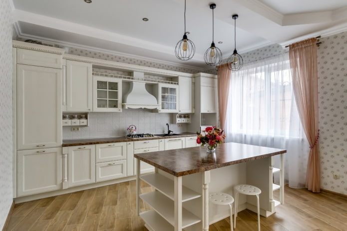Provence style in the interior of a white kitchen