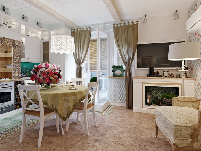curtains with clips in the Provence style