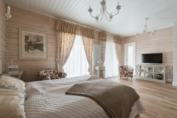 curtains in the bedroom in the Provence style