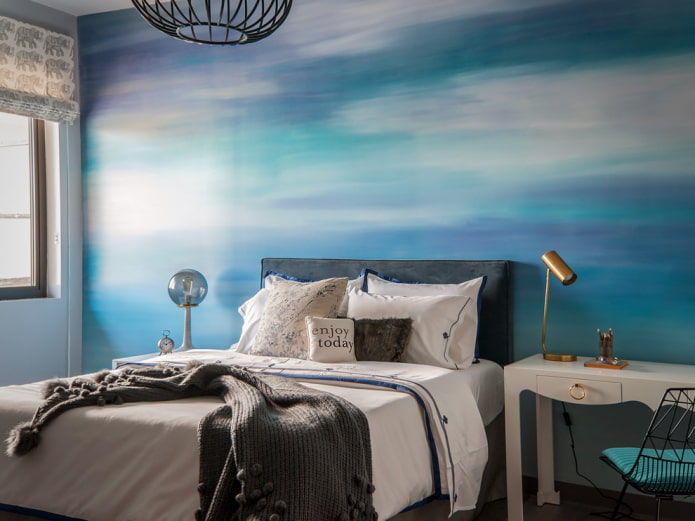 photo wallpaper in blue tones