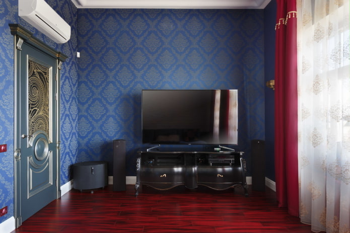 damask on a dark blue background