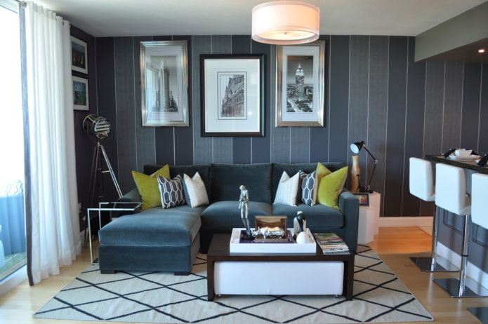 dark blue living room