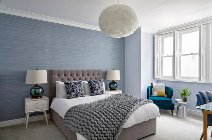 white ceiling and blue walls