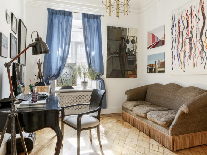 blue curtains