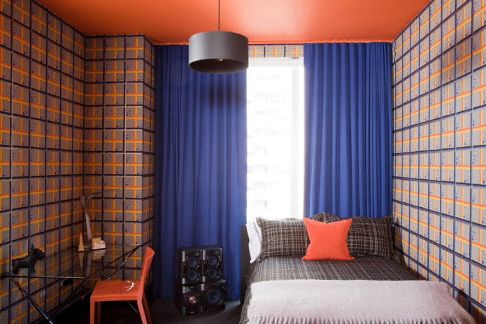 Bright blue curtains