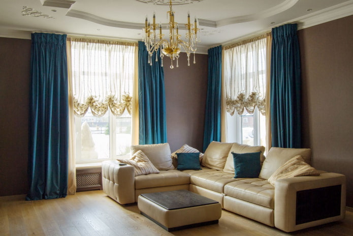 Austrian curtains in the living room