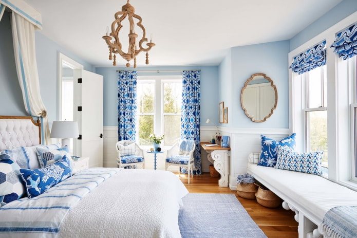 white and blue textiles