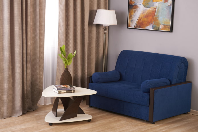 blue accordion sofa in the interior