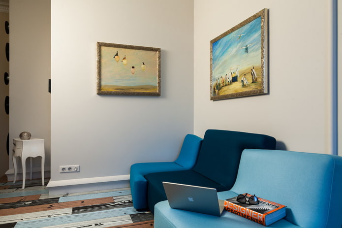 blue-light blue sofa in the interior