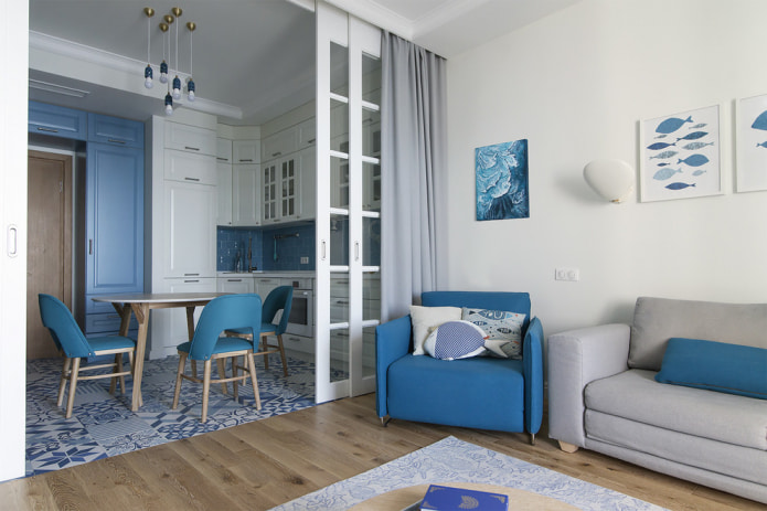 blue armchair