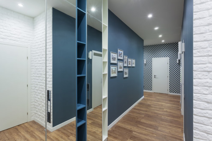 modern hallway design in white and blue