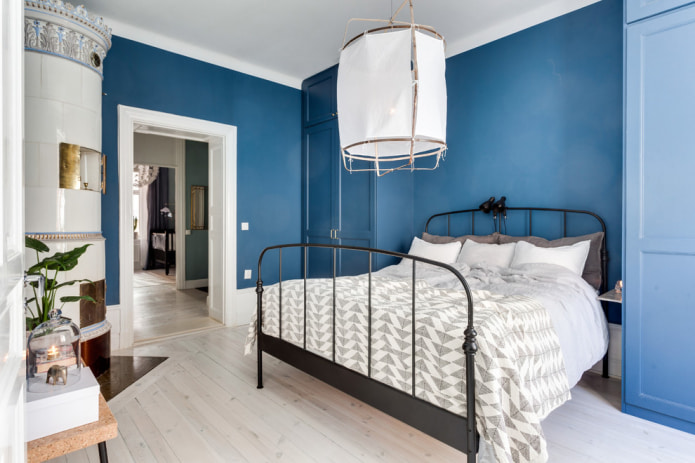 blue walls in a Scandinavian interior