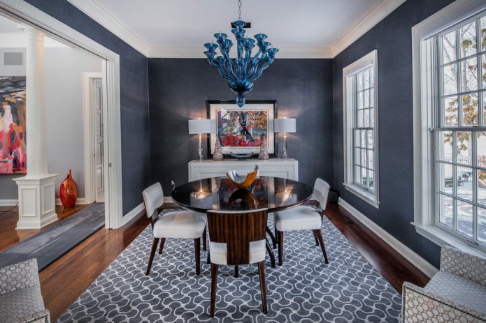 blue chandelier