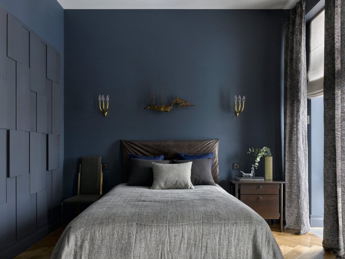 dark blue bedroom