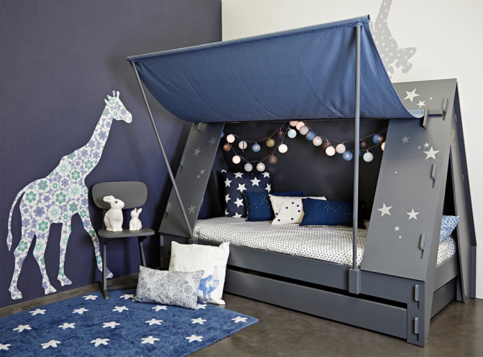 Gray-blue interior