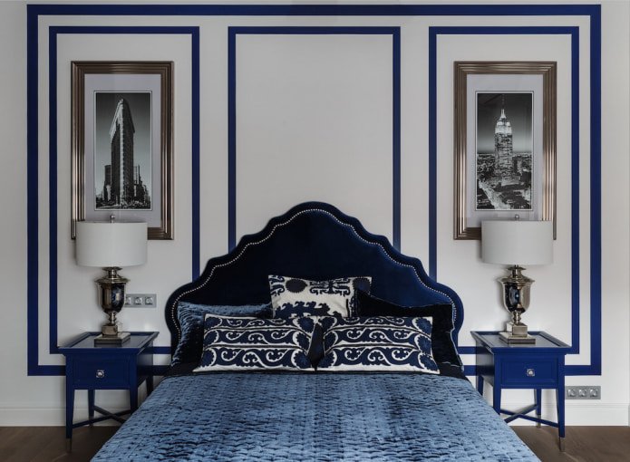 White and blue bedroom