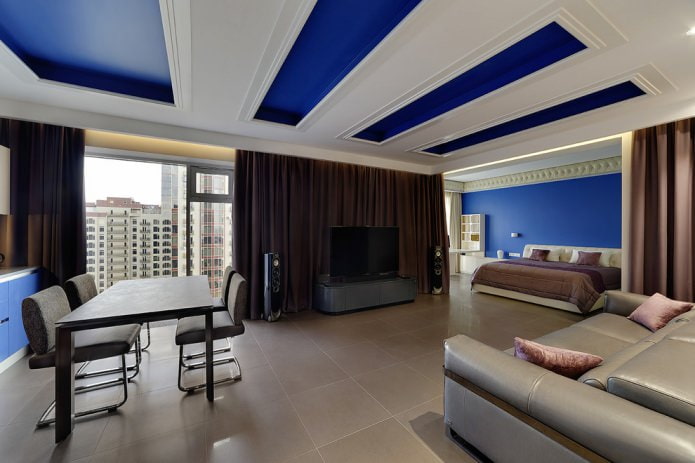 White and blue ceiling