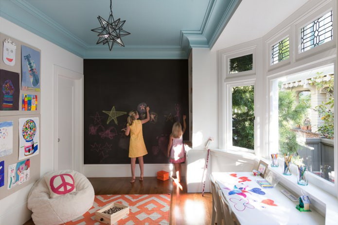 pale blue ceiling color in a child's room