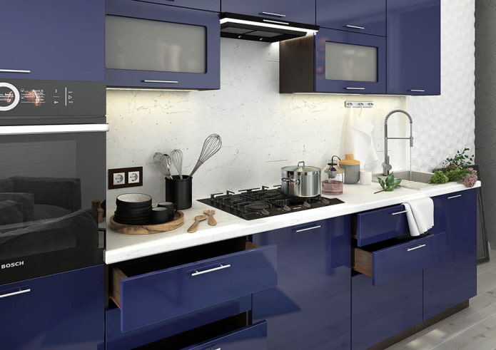kitchen interior in blue tones
