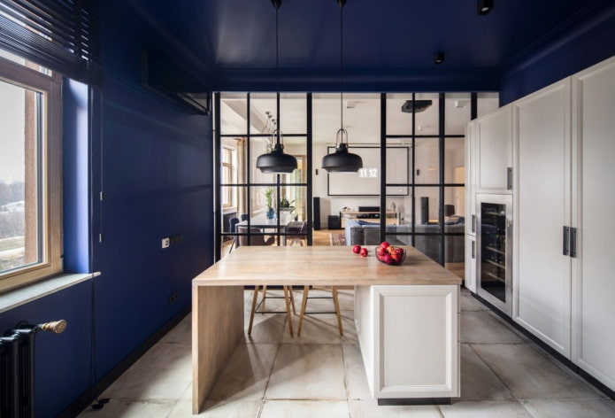 kitchen decoration in blue tones