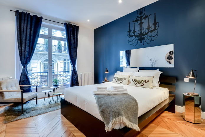 Bedroom with brown furniture