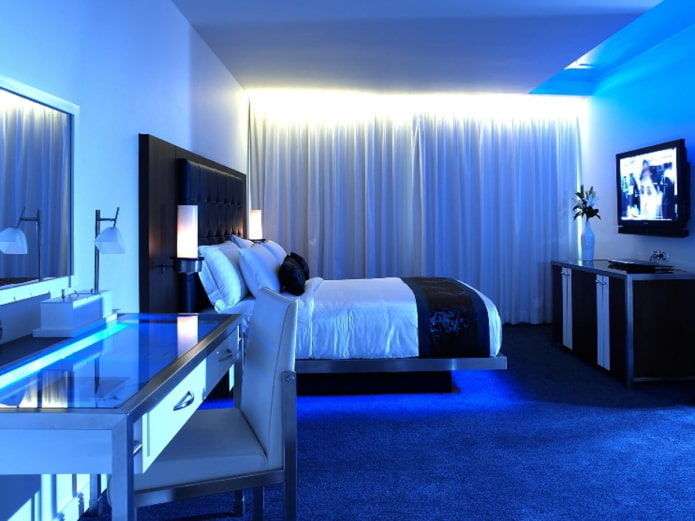 Bedroom in high-tech style