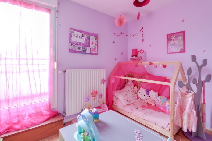 pink and lilac room for a girl