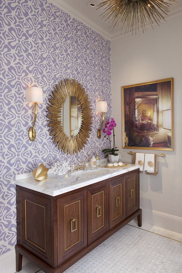 white and lilac wallpaper with a pattern