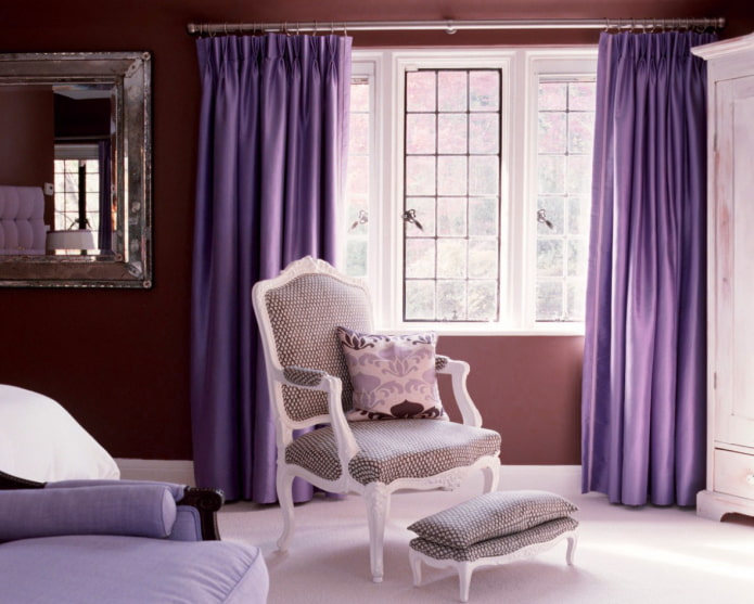 lilac-colored satin curtains