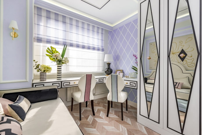 lilac roman blinds in the interior