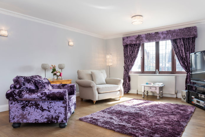 lilac velvet curtains
