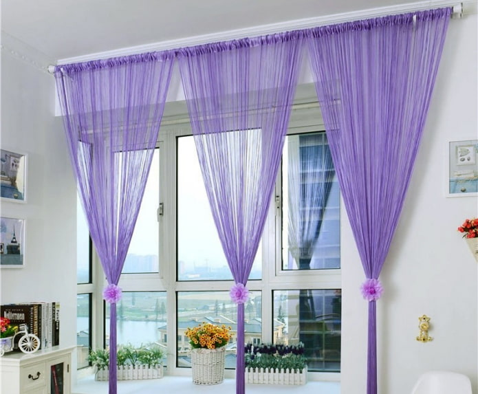 lilac-colored muslin in the interior