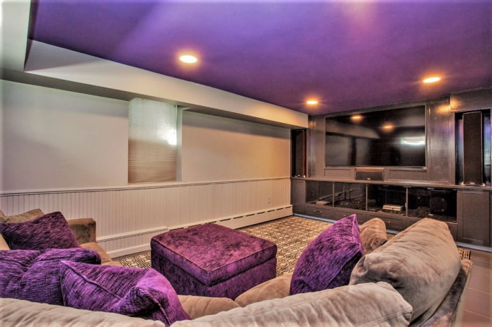 a combination of lilac and beige in the interior