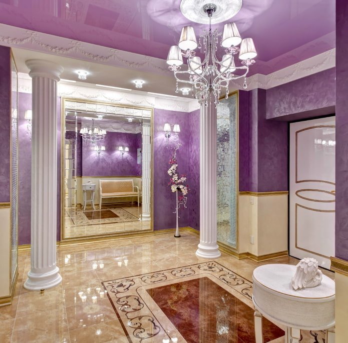lilac ceiling in the hallway
