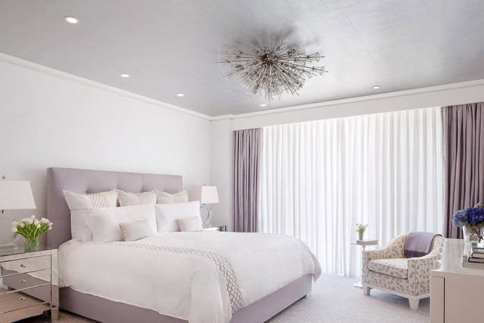 light lilac walls in the bedroom