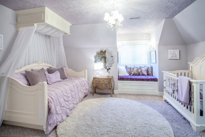 children's room in lilac tones