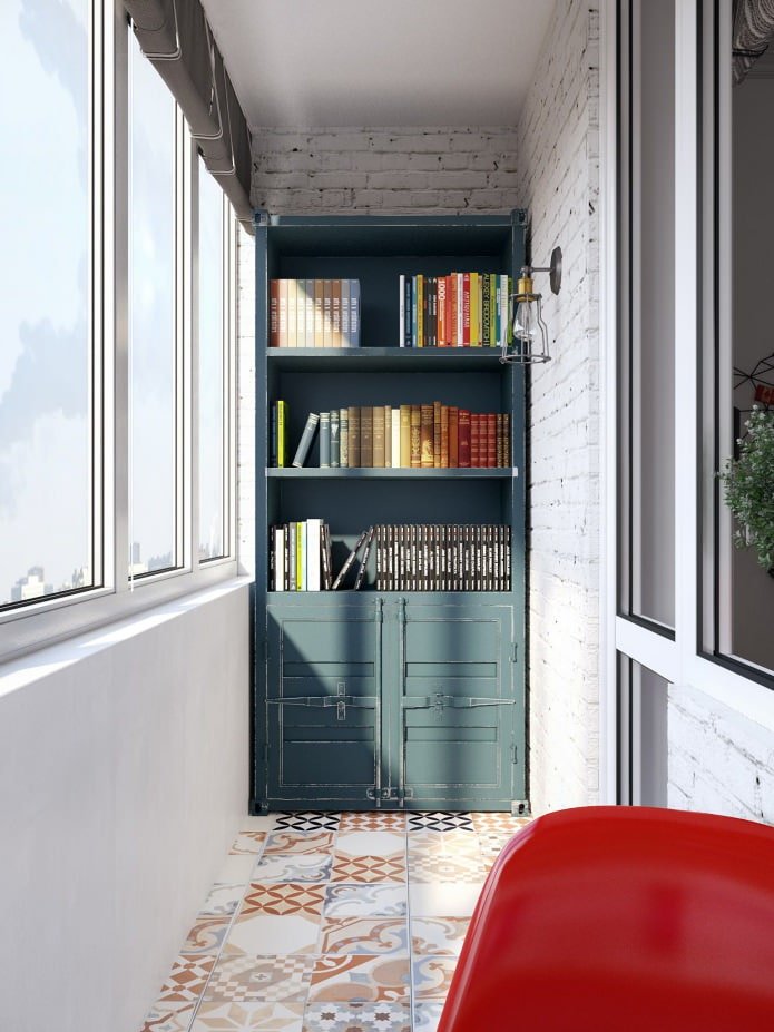 bookcase on the loggia