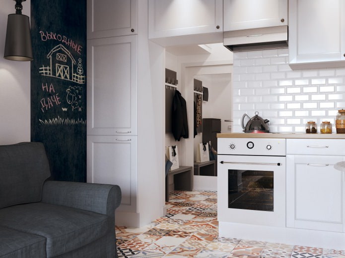 Kitchen interior in a 26 sq. m. studio.