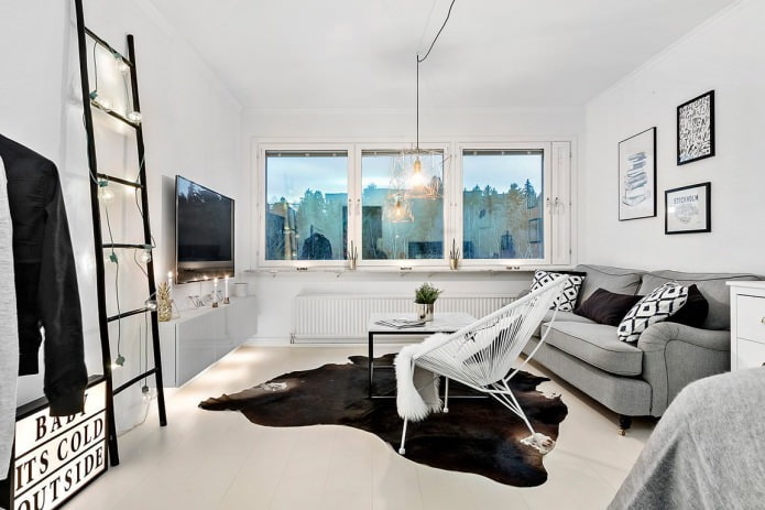 lighting in the living room in Nordic style