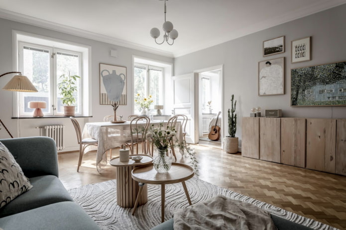 Parquet in a Scandinavian living room