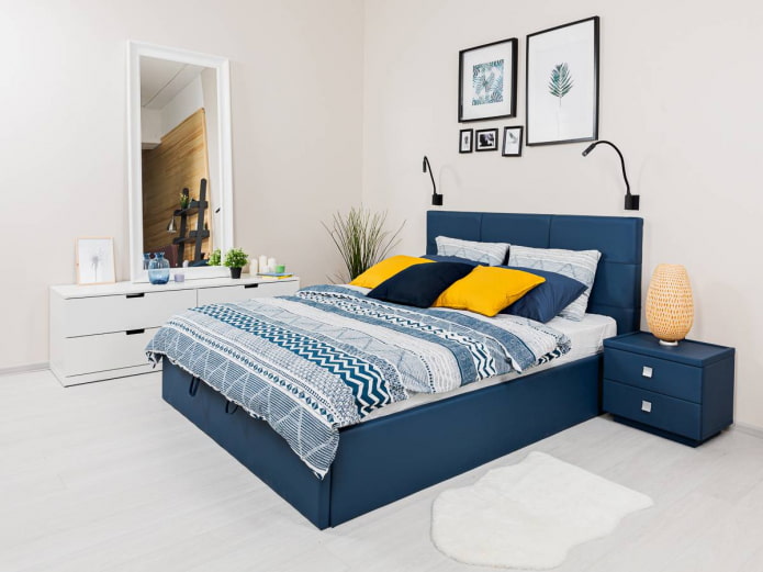 bed with soft upholstery