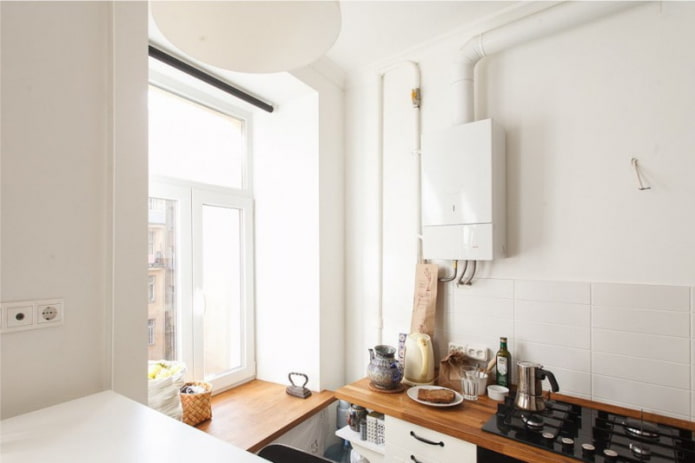 gas boiler in the color of the walls