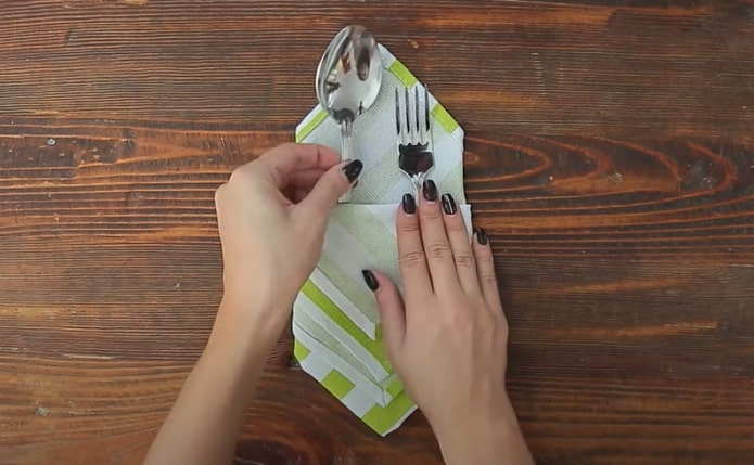 cutlery in a napkin