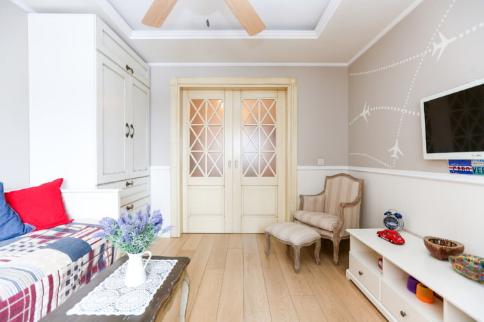 monochrome doors and floor in the interior
