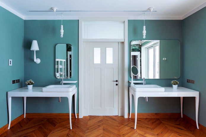white doors and brown floor in the interior