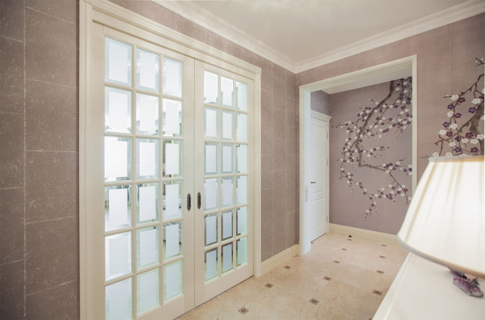 beige floor and white doors in the interior